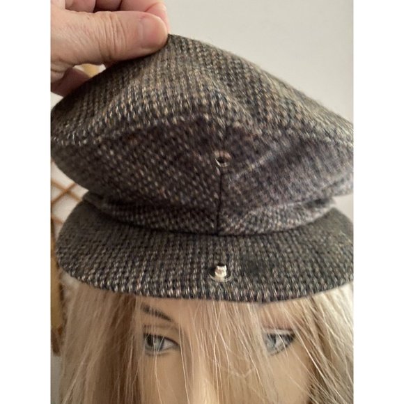 Vintage‎ Men’s Wool Brown Gray Tweed Driver Cap Union Made Marked M Fits S Lined - Picture 2 of 16